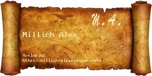 Millich Alex névjegykártya